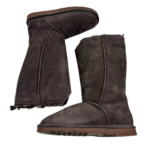 Lamo Dark Brown Bellona Tall Suede Boots Pull On Womens Size 9 Perfect Condition - Picture 5 of 10
